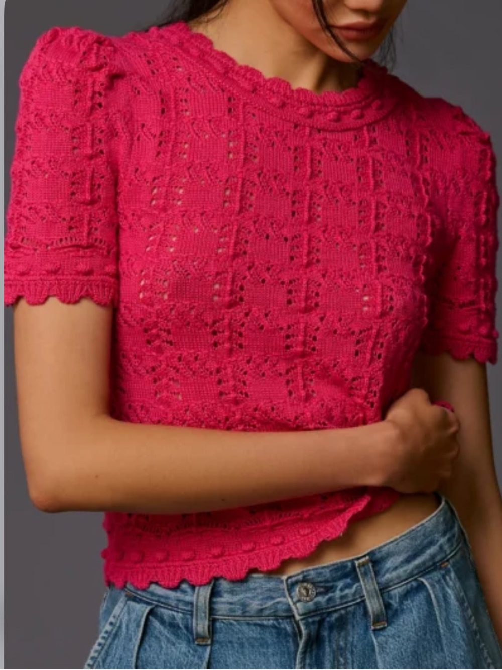 Anthropologie Pointelle Knit sweater in Pink